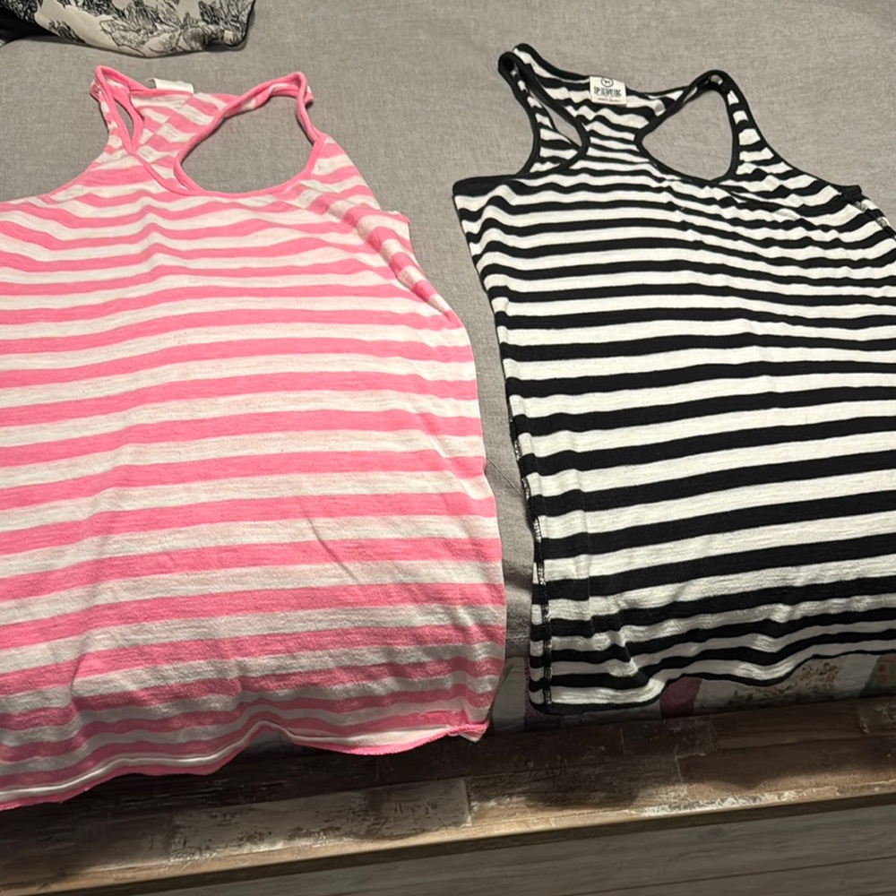 Striped Pink and Black Tank Tops